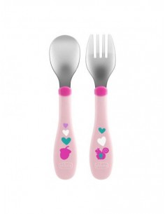 Chicco Posate Inox 18m+ Rosa
