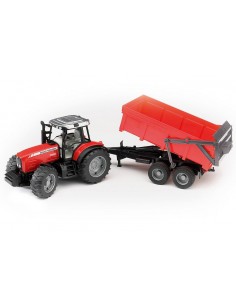 Bruder Trattore Massey Ferguson con Rimorchio 7480 02045