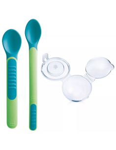 Mam Cucchiaini Termosensibili con Coperchio Verde